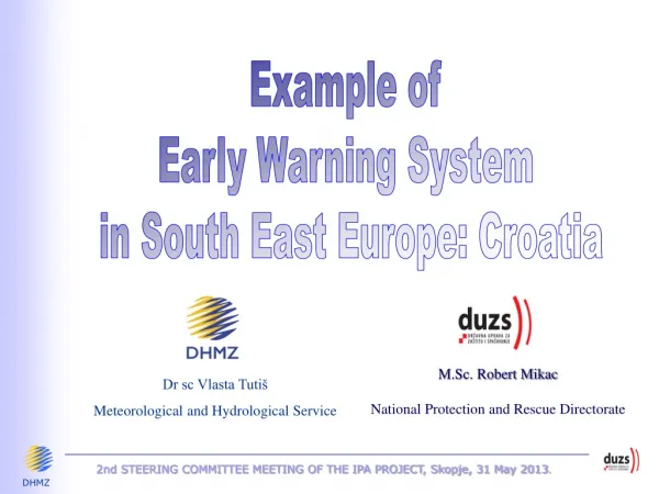 Example of Early Warning System in South East Europe: Croatia