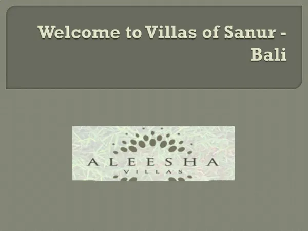 Villas of Sanur