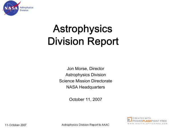 NASA Programs -- Jon Morse