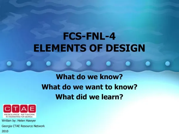 FCS-FNL-4 ELEMENTS OF DESIGN