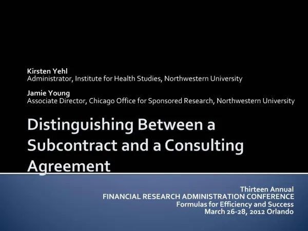 Distinguishing Between a Subcontract and a Consulting Agreement