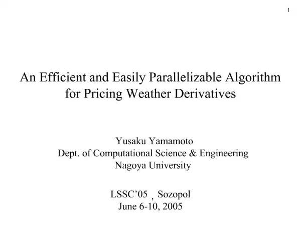 An Efficient and Easily Parallelizable Algorithm for Pricing Weather Derivatives