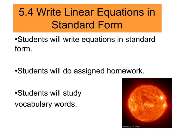 5.4 Write Linear Equations in Standard Form