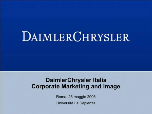 DaimlerChrysler Italia Corporate Marketing and Image