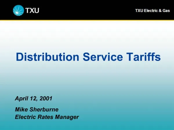Distribution Service Tariffs