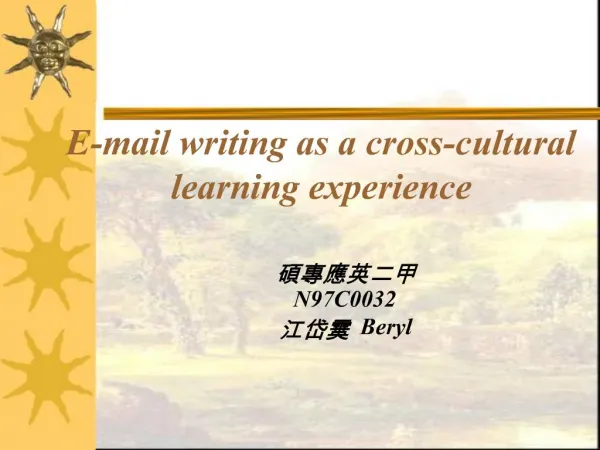 E-mail writing as a cross-cultural learning experience