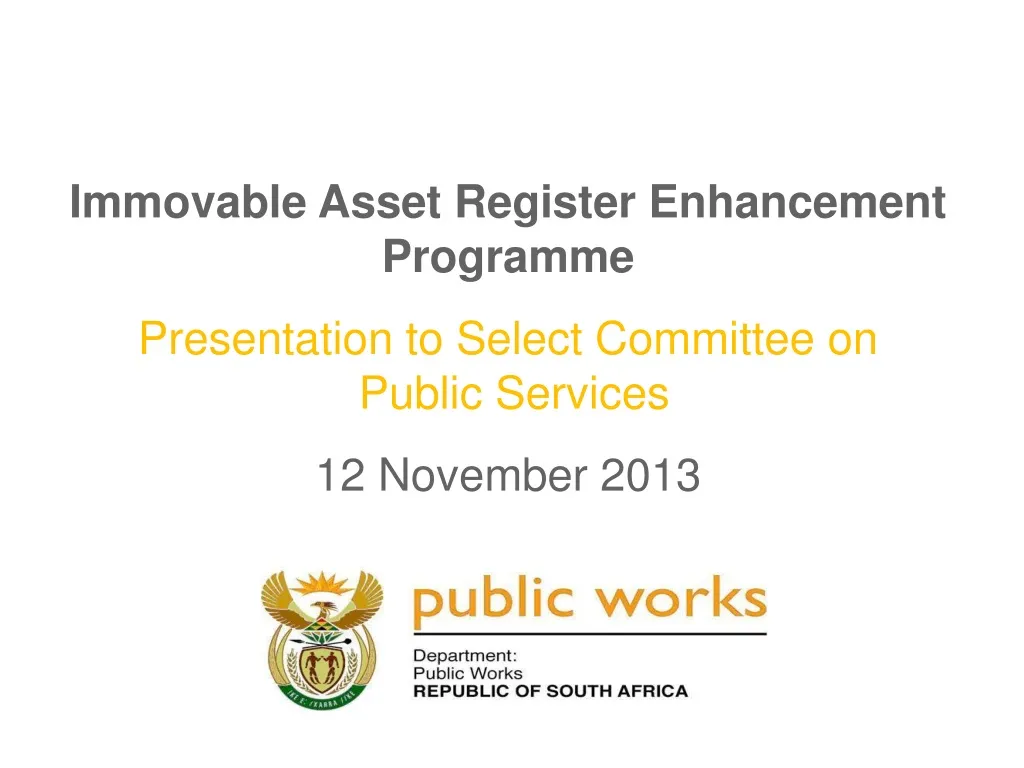 immovable asset register enhancement programme