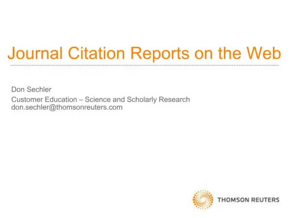 Journal Citation Reports on the Web