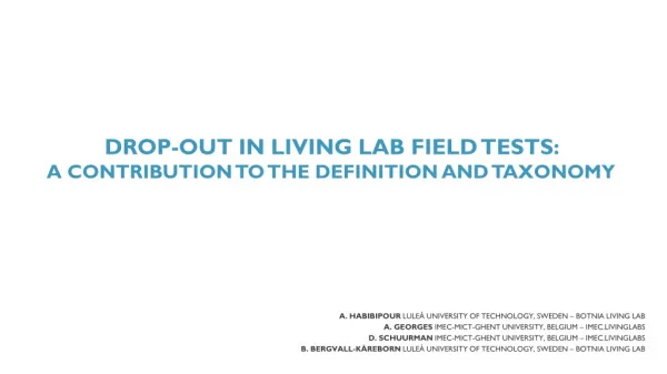 Drop-out in Living Lab Field Tests: A Contribution to the Definition and Taxonomy