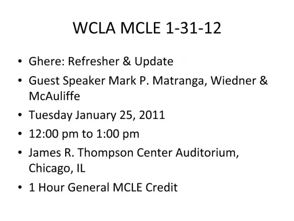 WCLA MCLE 1-31-12