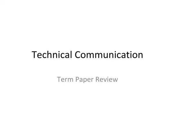 Technical Communication