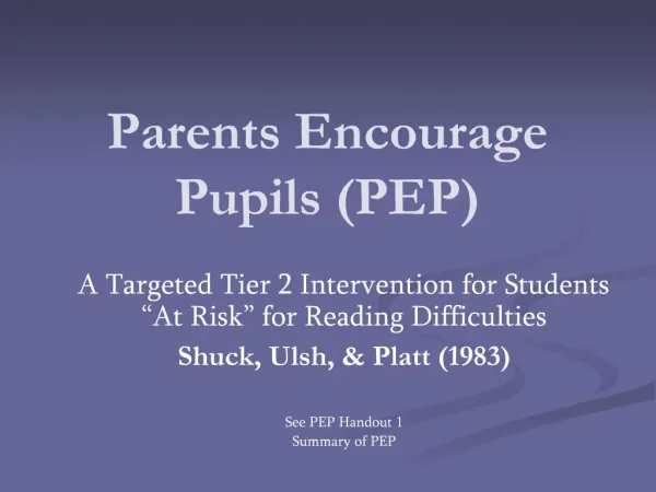 Parents Encourage Pupils PEP