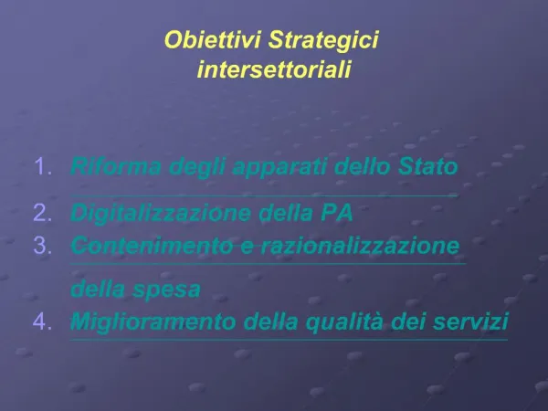 Obiettivi Strategici intersettoriali