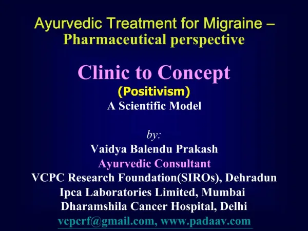 Ayurvedic Treatment for Migraine Pharmaceutical perspective