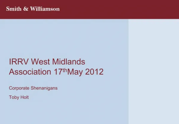 IRRV West Midlands Association 17th May 2012