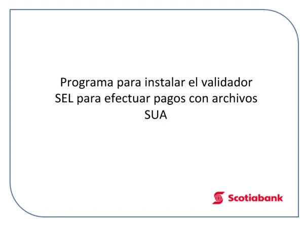 Programa para instalar el validador SEL para efectuar pagos con archivos SUA