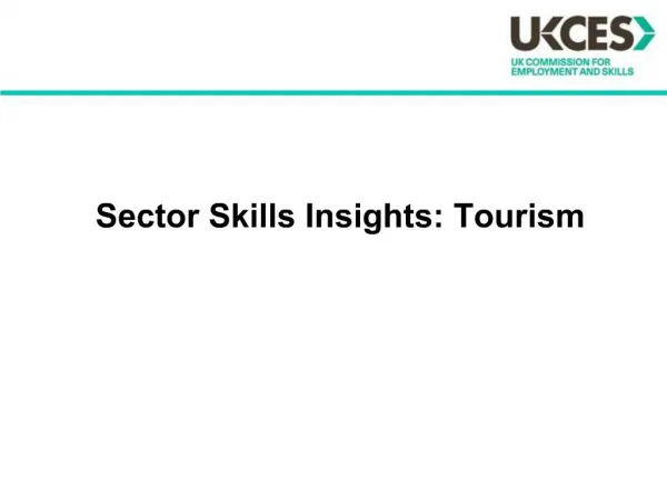 Sector Skills Insights: Tourism