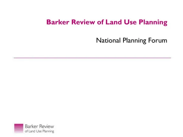 Barker Review of Land Use Planning