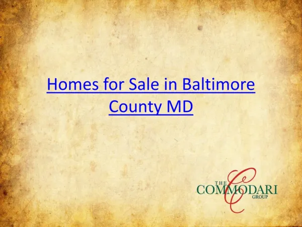 Homes for Sale in Baltimore County MD