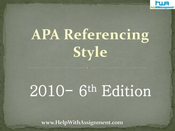 Changes in 2010 Sixth Edition - APA Format