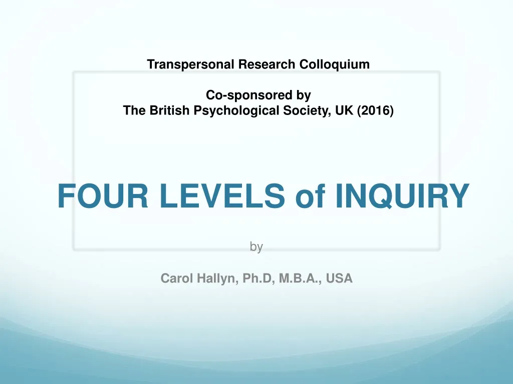 four levels of inquiry