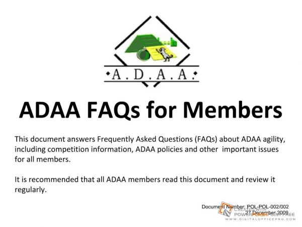 Download the ADAA FAQ for Members as a PowerPoint file
