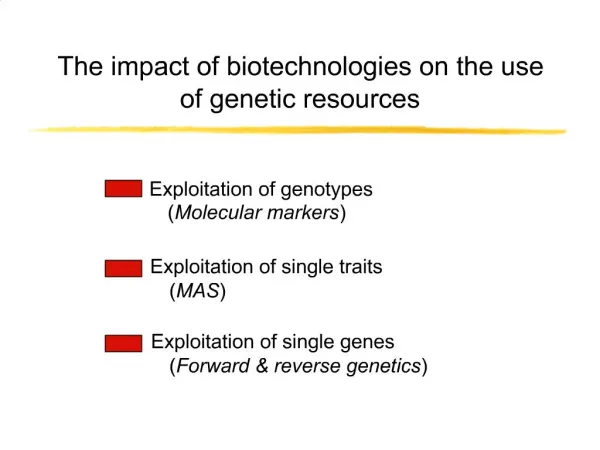 The impact of biotechnologies on the use of genetic resources