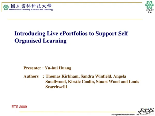 Introducing Live ePortfolios to Support Self Organised Learning