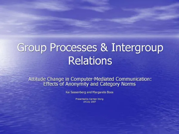 Group Processes Intergroup Relations
