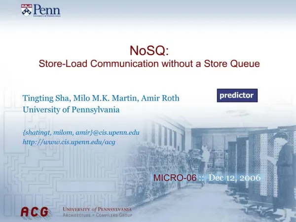 NoSQ: Store-Load Communication without a Store Queue