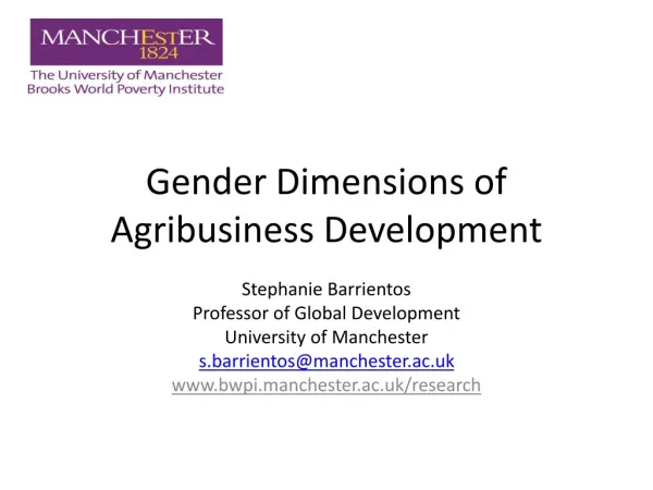 Gender Dimensions of Agribusiness Development