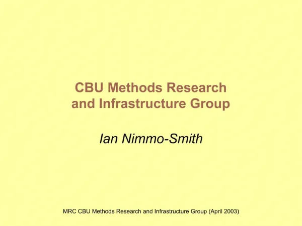 CBU Methods Research and Infrastructure Group