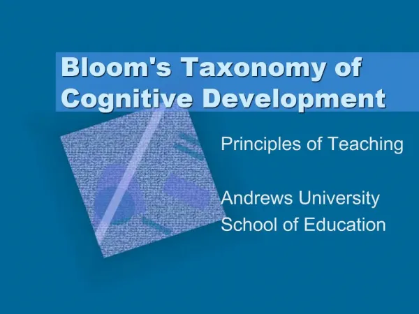 Blooms Taxonomy of Cognitive Development
