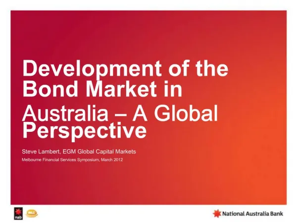 Development of the Bond Market in Australia A Global Perspective