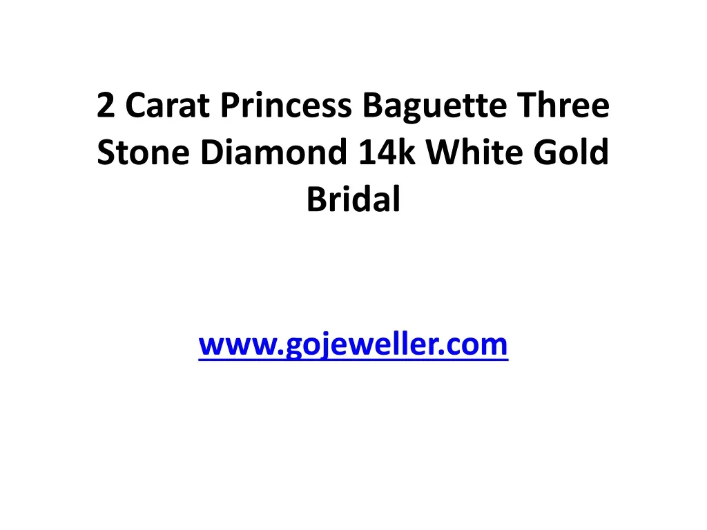 2 carat princess baguette three stone diamond 14k white gold bridal