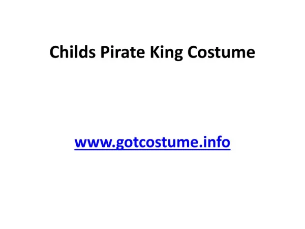 Childs Pirate King Costume