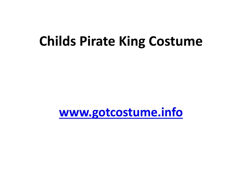 childs pirate king costume