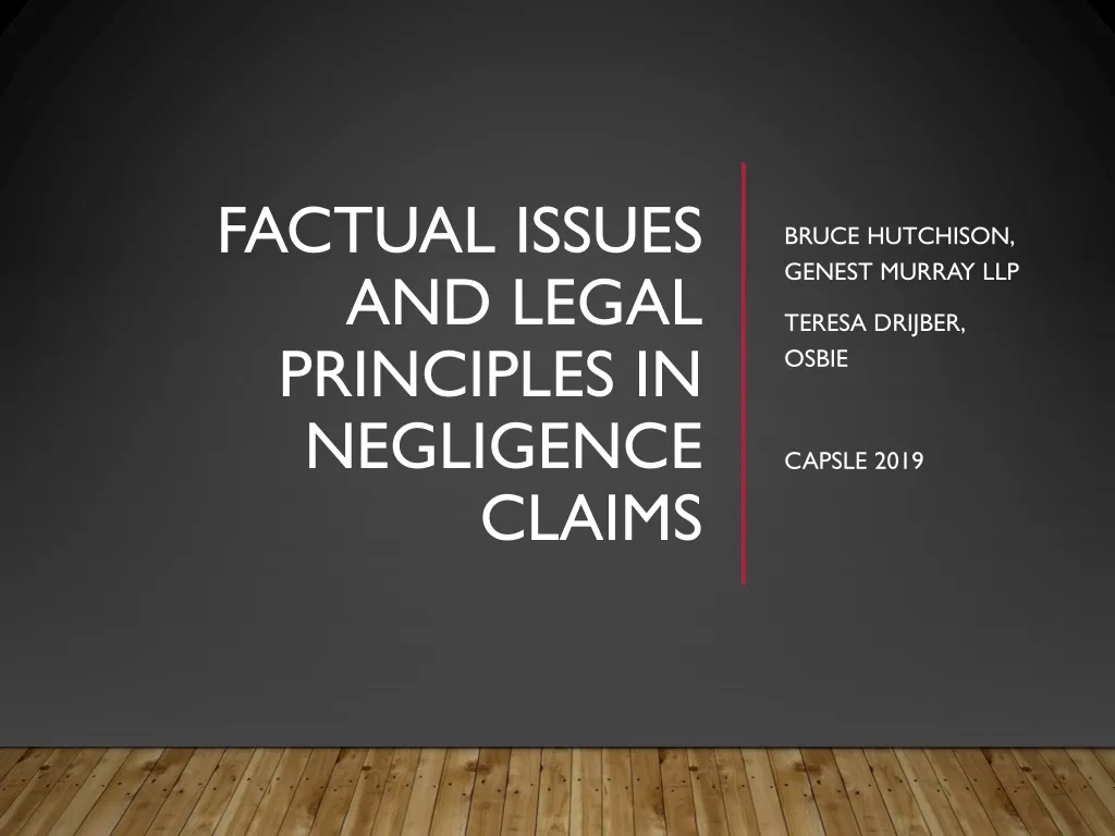 factual issues and legal principles in negligence claims