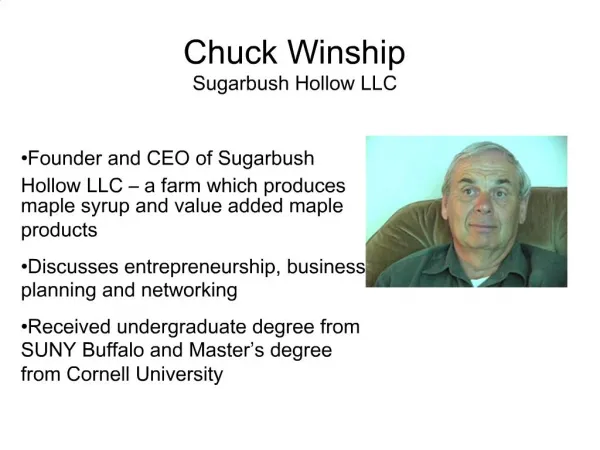 Chuck Winship Sugarbush Hollow LLC