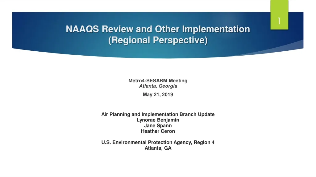naaqs review and other implementation regional perspective