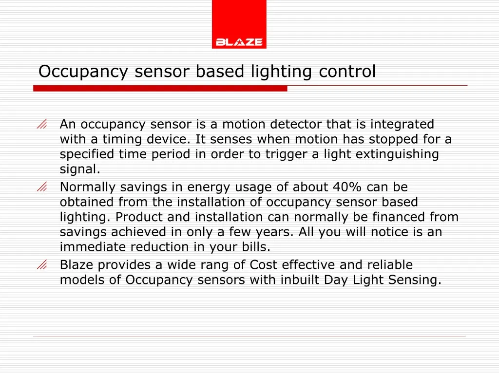 occupancy sensor based lighting control