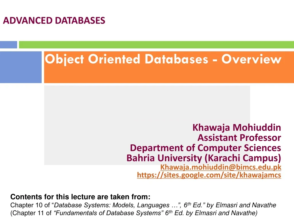 object oriented databases overview