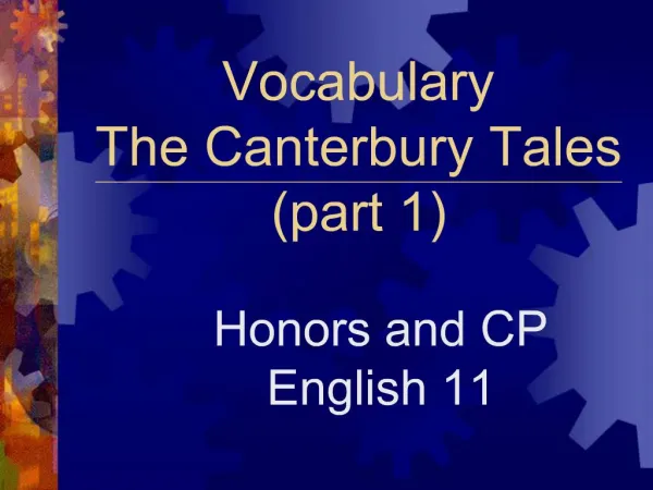 Vocabulary The Canterbury Tales part 1