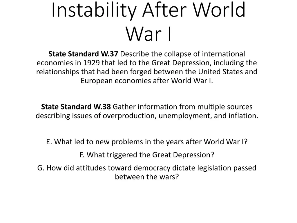 instability after world war i