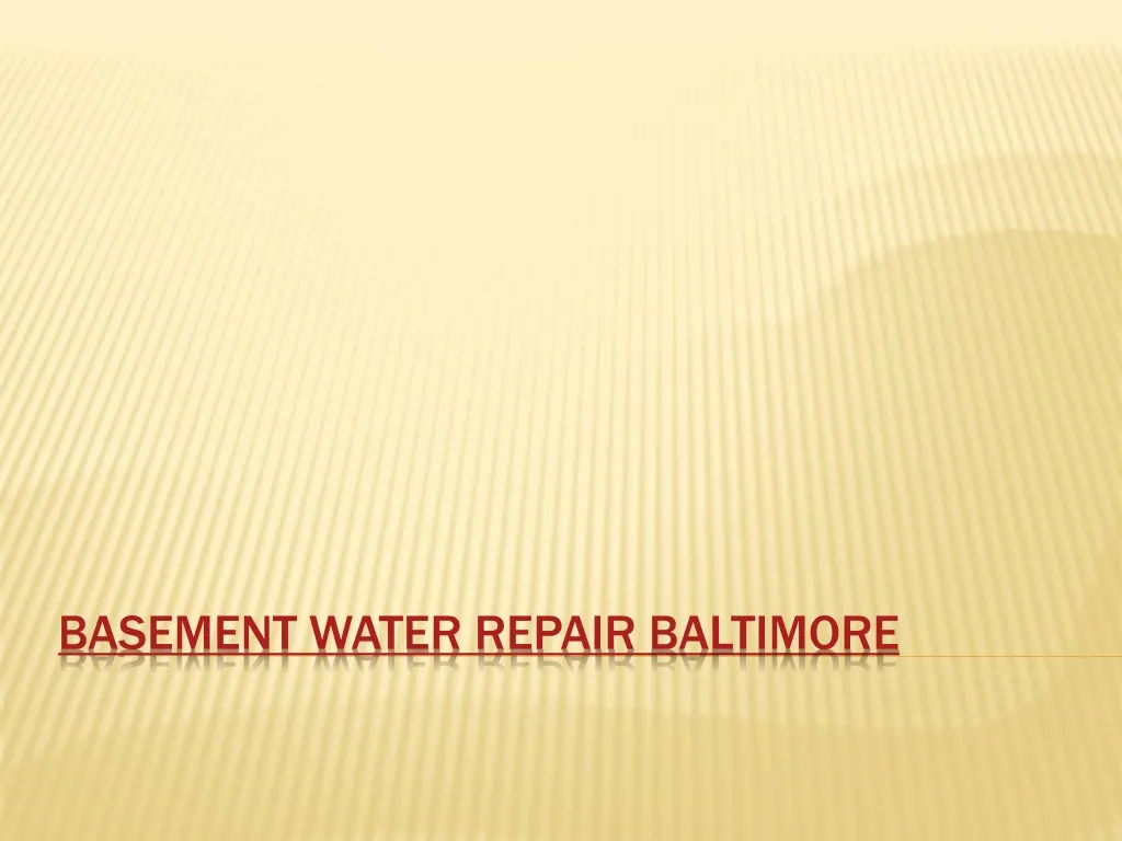 basement water repair baltimore