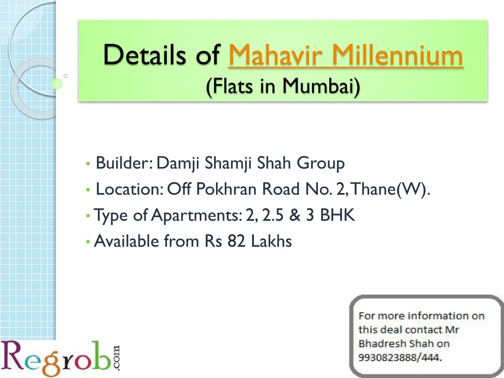 details of mahavir millennium flats in mumbai