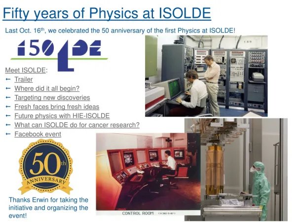 Fifty years of Physics at ISOLDE