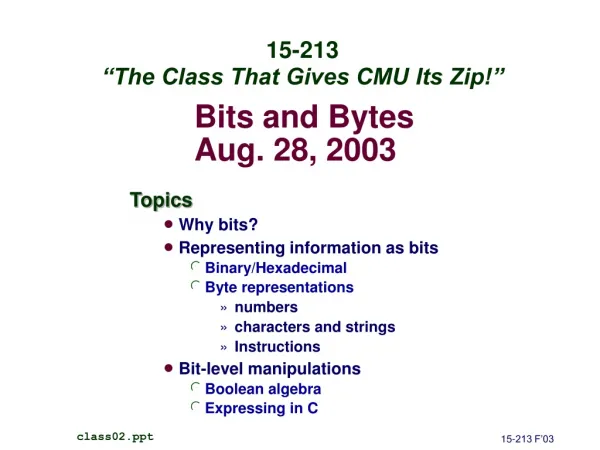 Bits and Bytes Aug. 28, 2003