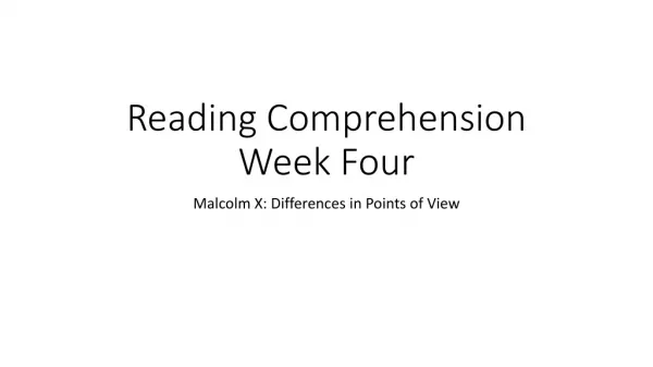 Reading Comprehension Week Four