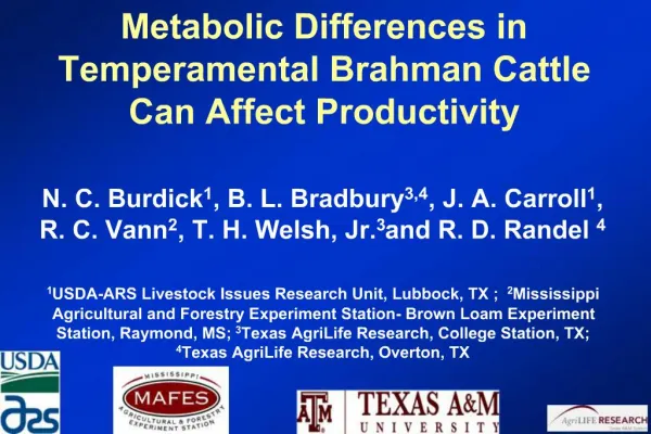 Metabolic Differences in Temperamental Brahman Cattle Can Affect Productivity
